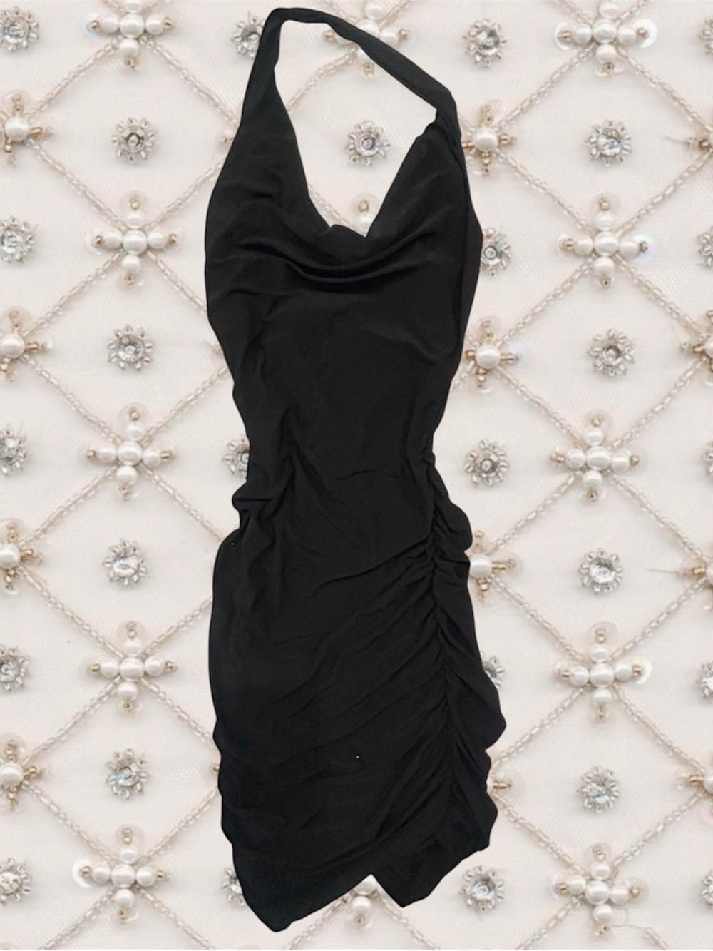 IRIS Black Ruched Backless Mini Dress – Size Small  | $5 bundle deal